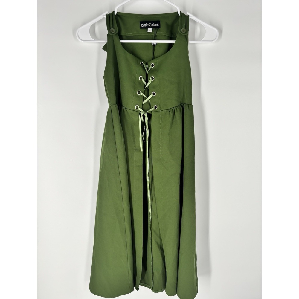 Scarlet Darkness Lace Up Over Dress Vest Dress XS Green LARP Ren Faire Peasant - Picture 2 of 12